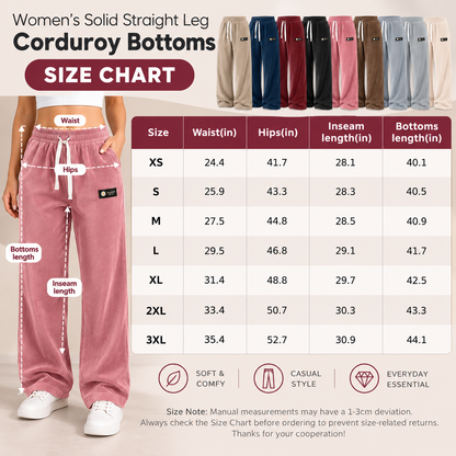 ✨Women's Solid Straight Leg Corduroy Bottoms💘