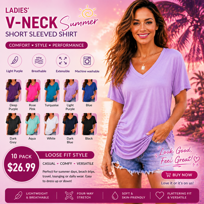 🔥 Women's V-Neck Everyday Tee | Ultra-Soft, Flattering Fit & All-Day Comfort 💖