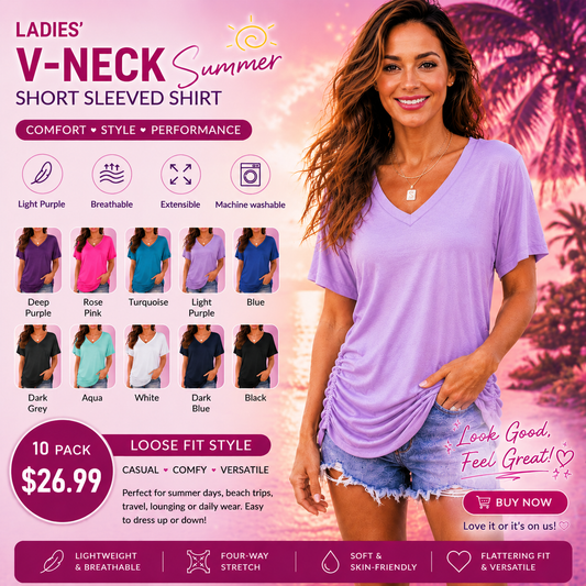 🔥 Women's V-Neck Everyday Tee | Ultra-Soft, Flattering Fit & All-Day Comfort 💖